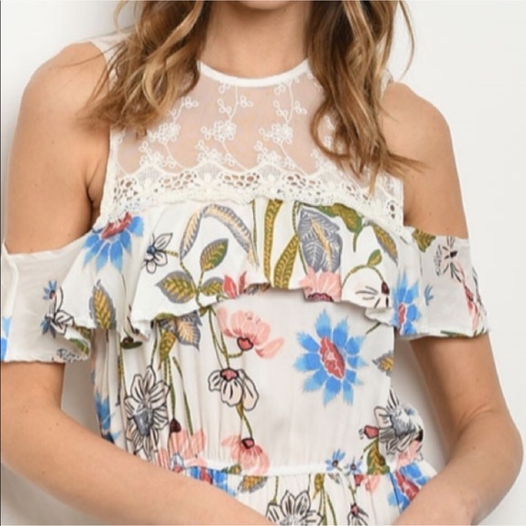 NWT Soft Floral Ivory Dress S M L BTS - Picture 2 of 4